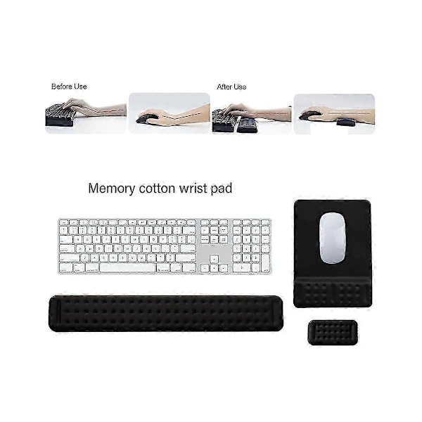 Tangentbords handledsstöd, handledsstöd kompatibelt med tangentbord och mus, Ergonomisk Memory Foam tangentbordsmusmatta Se