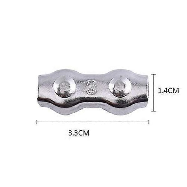 10 stk. M3 Duplex Klemmer Wire Tau Klemmer Rustfritt Stål Duplex Klemme 2-Post Wire Tau Klemme Kabelklemme Seilklemme
