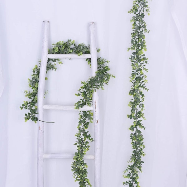 Håndlavet Eucalyptus Girlande - 2 Stykker Kunstige Eucalyptus Vinstokke med Blade til Bryllupsdekoration og Vægbaggrund