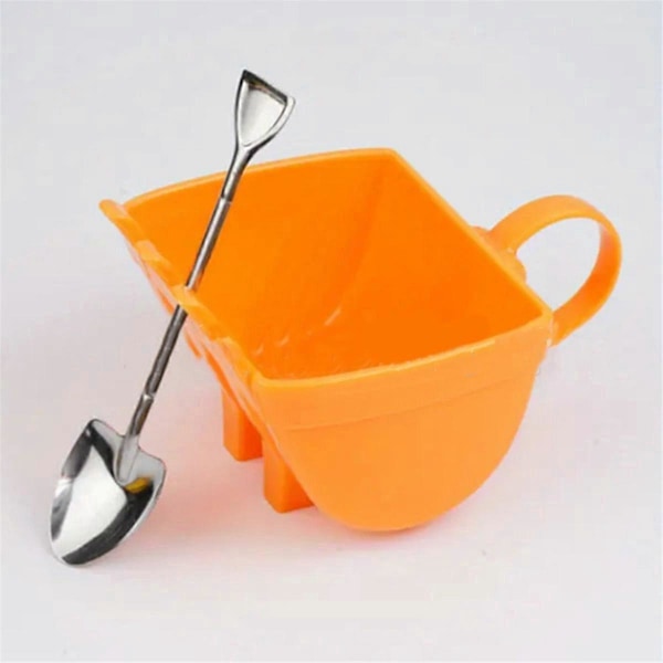 Kaffekopp Grävskopa Hink Kopp Med Spadesked Tekopp Orange