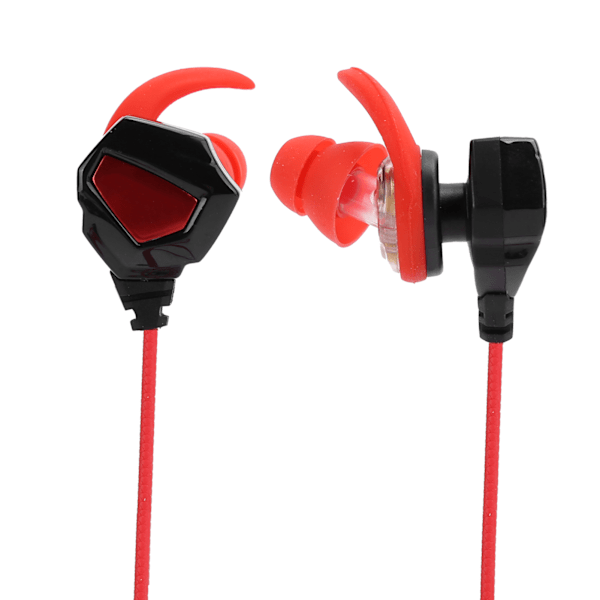 3,5 mm In-Ear Gaming Headset Ergonomi Subwoofer Mini-øretelefon HiFi Stereo med mikrofon Sort Rød