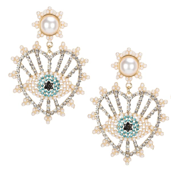 Øreringe Legering Mode Diamantbesatte Perle Øje Øredråbe Dingle Boheme Smykker
