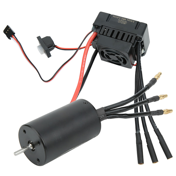 Surpass 3660 Vandtæt 4-polet Børsteløs Motor + 60A ESC RC Bil Tilbehør (Sort)2600KV+60A ESC