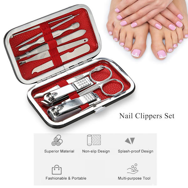 10 set nagelklippare i rostfritt stål nagelfilsaxar manikyr pedikyrverktyg