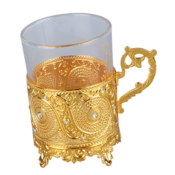 Ølkrus i legert glass Matal ølkopp samleobjekt dekorativt whiskykrus Drikkekrus til farsdagens julebursdag Golden (J18149)