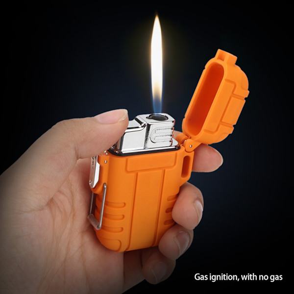 Bærbar gasslighter vanntett vindtett lighter tenner for røyker sigaretter sigar (oransje)