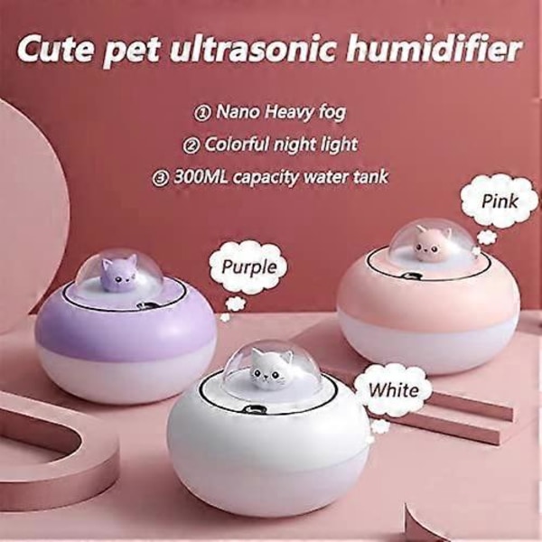 400ML Kaldtåke Luftfuktere, uavhengig strømadapter, 28dB stille, 30 timers driftstid, automatisk lukking (hvit)