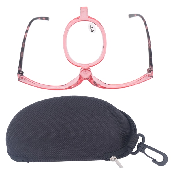 Förstoringsglasögon Sminkglasögon fäll ner Reptålig lins Vikbara kosmetiska läsglasögon för kvinnor +4,00