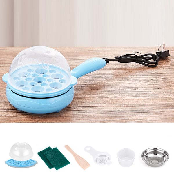 Multifunktionel 2 i 1 ægkoger non-stick æg stegepande æg kedel automatisk sluk æg kedel maskine til hjem sovesal blå