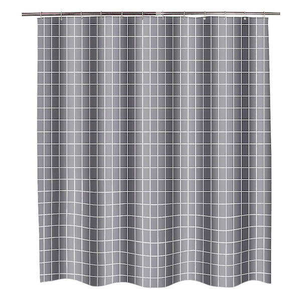 Nopeasti kuivuva harmaa ruudullinen suihkuverho - Konepestävä ja vedenpitävä (180*200cm)