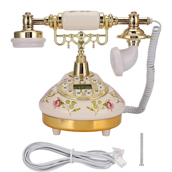 MS-9100 Rund bas keramisk europeisk ros retro telefon för automatisk detektering till FSK / DTMF Caller ID