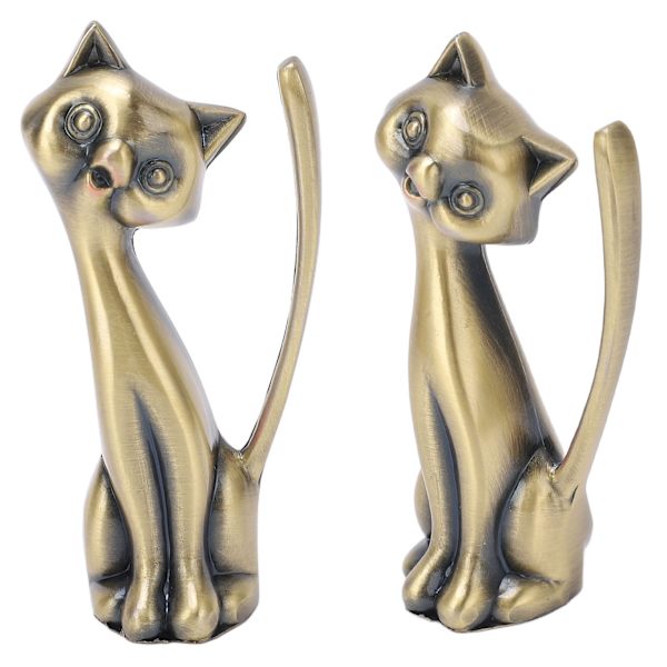 Kat Ringholder Kat Statuette Stil Zinklegering Robuust Duurzaam Retro Stijl Glanzend Ring Organizer voor Ringen Sieraden