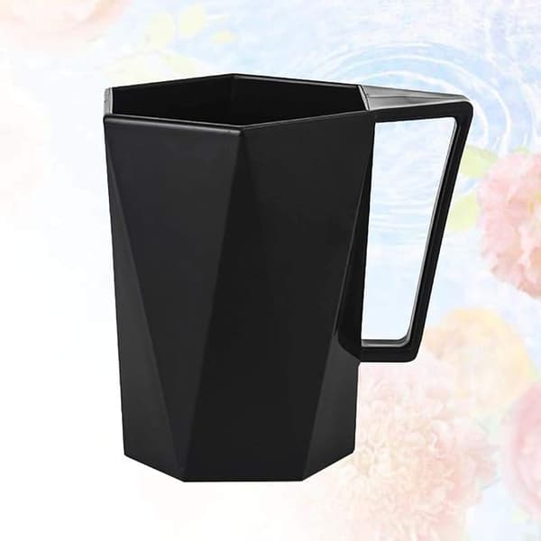 Toothbrush Holder for Bathroom, Plastic Toothbrush Cup, Creative Simple Geometric Bathroom Cups with Handle (Black)