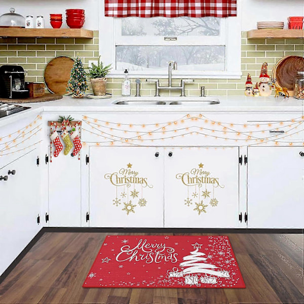 Jul Dörrmatta Julhelg Röd Julgran & Snöflinga Välkomstmatta för Heminredning 50x80cm (Julgran)