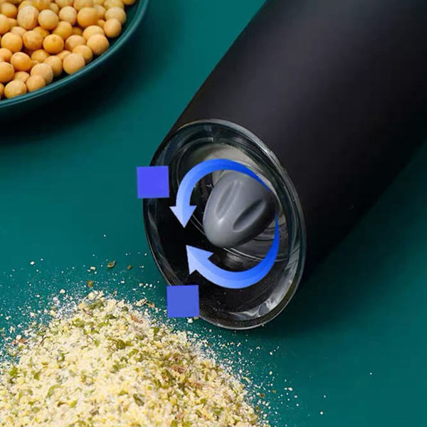 Elektrisk krydderkvern Gravitasjonsinduksjon Pepperkvern Justerbar Havsalt Slipesmaskin Svart