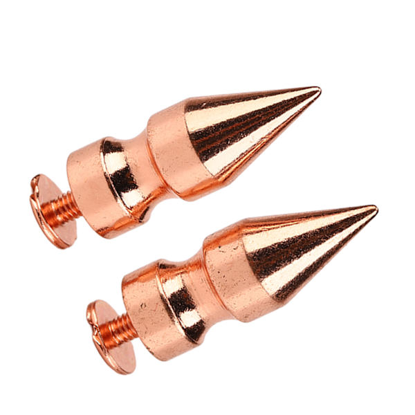 100set Roséguld Spetsiga Metall Galvanisering Burr Free Clear Tråd DIY Mässing Spikar Nitar Rock Nitar för Kläder 9x25mm