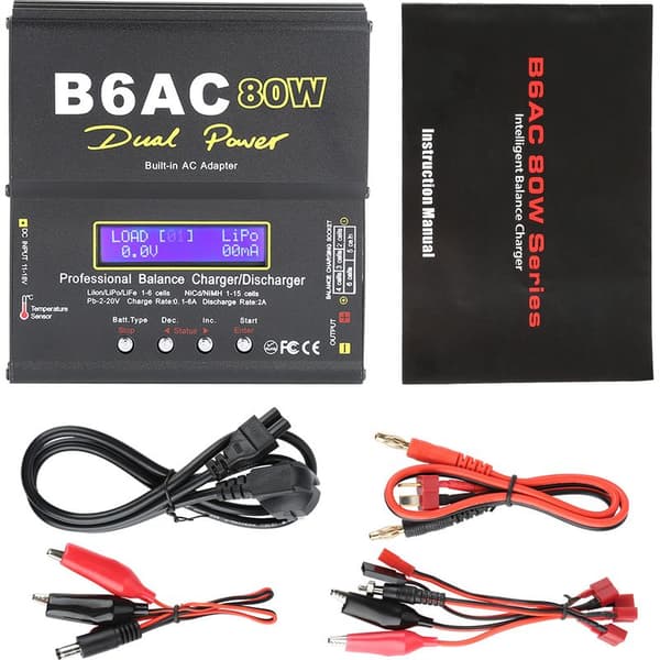 80W LCD Oplader/Aflader til RC Li-ion, Li-po, NiCd, NiMH Batterier - Digital Balancering