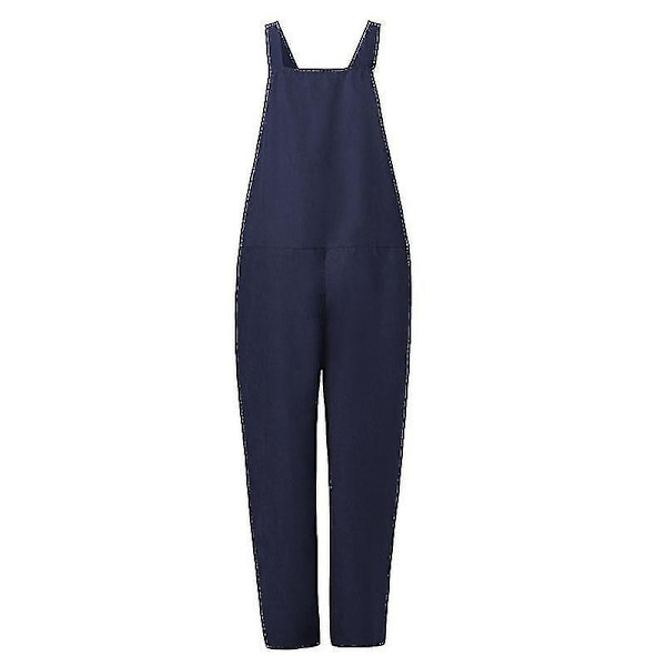 Bomullslin Dame Casual Blå Suspender Overall Bukser Sommer Bukser M