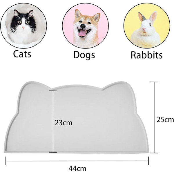 Katte- og hundeskålmåtte, silikone skridsikker skålmåtte madmåtte skridsikker kæledyrsmåtte vandtæt bakkemåtte fodermåtte til kat og hund (lysegrå)