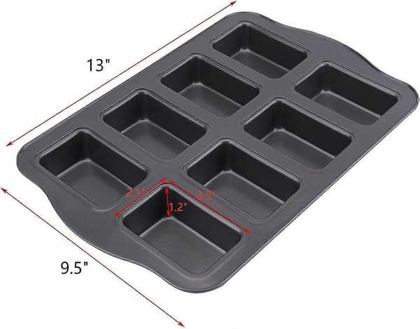 2-pack Mini Formbrödspanna - 8 Håligheter Non-Stick Mini Formbrödsform Brownie Kakform Brödformar Kolstål Bakform