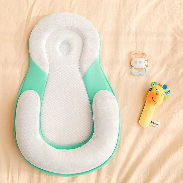Bomuld Baby Snuggle Nest Sleeper - Bærbar & Åndbar Lounger til 0-12 Måneder (Grøn)