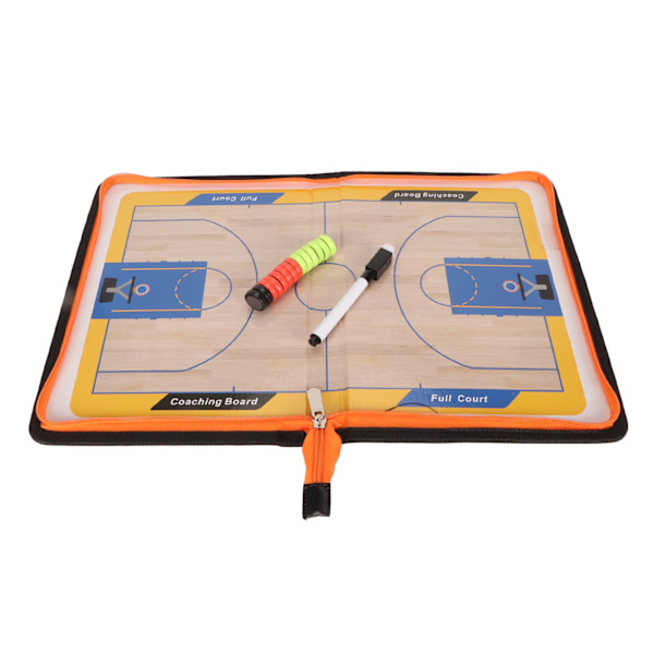 Basketbolltränare Klippbräda med Magneter och Penna Läder Dragkedja Stängd Basketboll Magnetisk Strategitavla