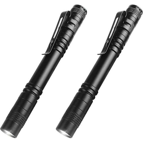 2 st Högljusstarka LED-ficklampor, Mini pennformad bärbar ficklampa, Mini ficklampslampa för camping, vandring, nödsituationer och utomhusbruk (Batt