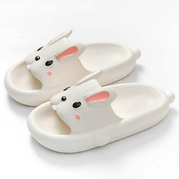 Bunny Kids Slippers | Søte Tegneserie Dyresko for Jenter | Myk Anti-Skli Eva | Hvit Størrelse 39-40