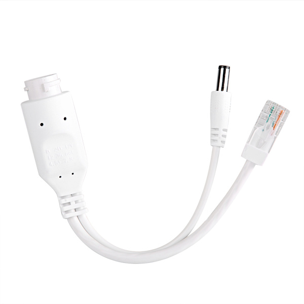 24V vandtæt IP-kamera Power Over Ethernet Adapter POE Kabel Splitter Injector White