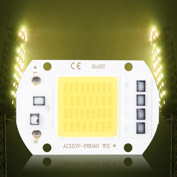 2 STK AC110V 50W Høj Lys Integreret LED Chip Lyskilde COB Chips 6x4cm Varm