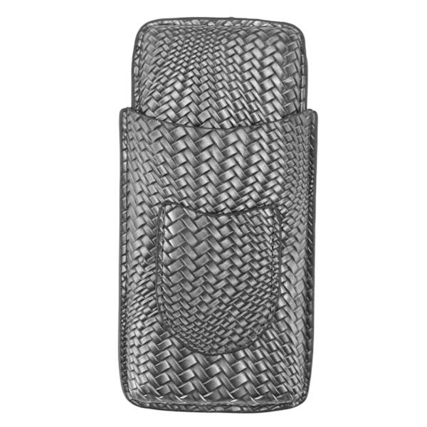 3-fingrar cigarrfodral vävt mönster bärbar rese läder cigarr humidor fodral röktillbehör silver