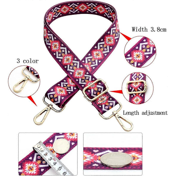 Justerbar Axelrem Ersättningsbälte Bred Crossbody Canvasväska Handväskor 3.8cm