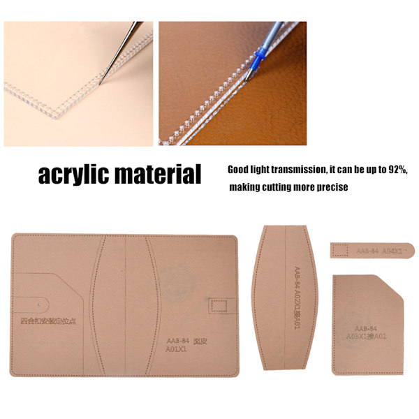 Läder mall Set Transparent akryl DIY handgjorda anteckningsbok cover Craft Tool