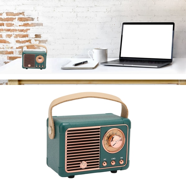 Retro Bluetooth -högtalare HiFi Stereo Snabb överföring Låg power Bärbar vintage högtalare för Hem Utomhus Grön Green
