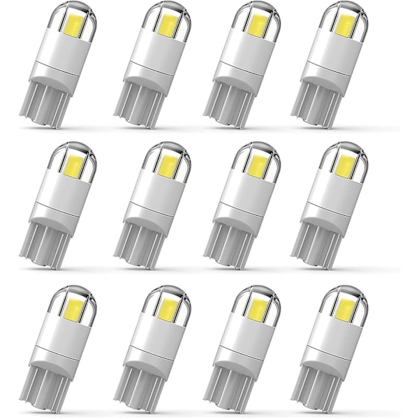 12 kpl 194 LED-autopolttimo 3030 -piirisarja 2SMD T10 194 168 W5W LED-kiilapolttimo 1,5 W 12 V rekisterikilven valo, sisätilan valo, askelvalot, karttavalot, tavaratilan valo, äärivalot (