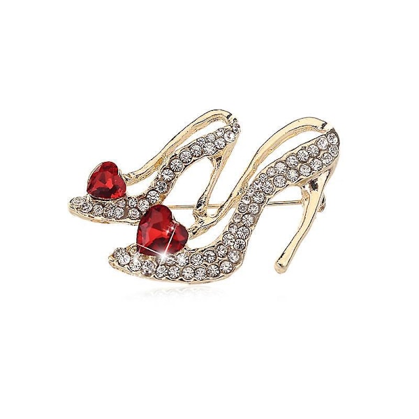 Kristall Rhinestone Högklackade Prinsess Skor Brosch Set - Eleganta Dam Charm Pins (4 st)