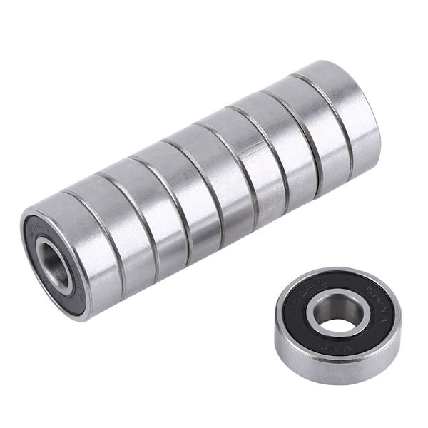 10 STK 608-2RS kugleleje Dobbeltsidet sort gummiforseglet dyb rille