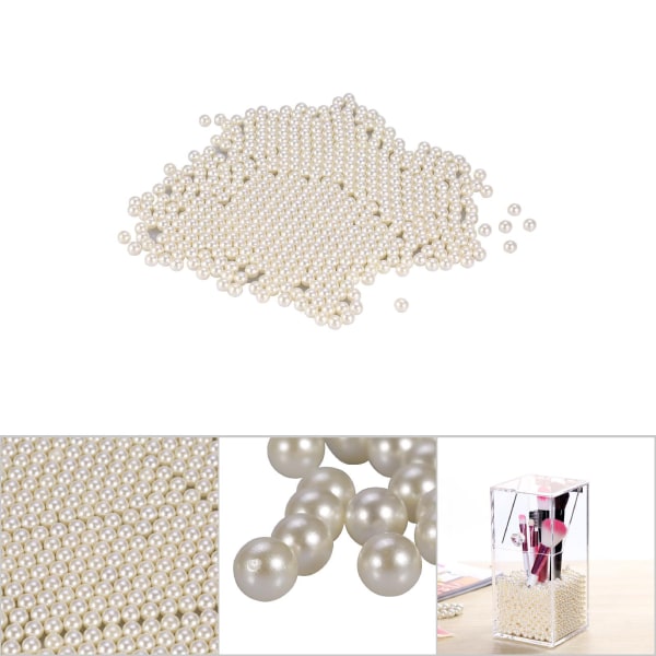 1300 STK/Taske Kunstige Perler Perler Dekoration Til Børsteholder Makeup Organizer (Hvid)