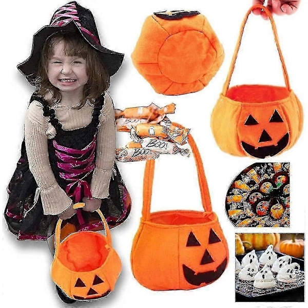 2 kpl Halloween-karkkipussi Kurpitsa Karkkikori, temppu vai herkku -pussi lapsille Lasten säilytyspussi