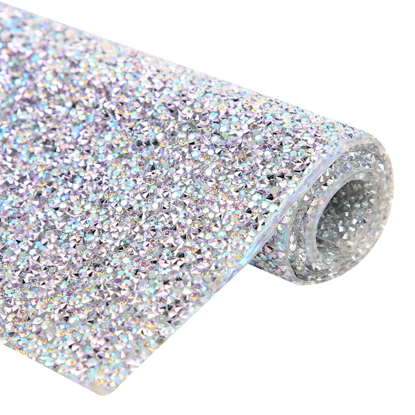 Rhinestone Mesh Ribbon Wrap Födelsedag Bröllop Fest DIY Dekor Kläder Tillbehör Silver på vit AB