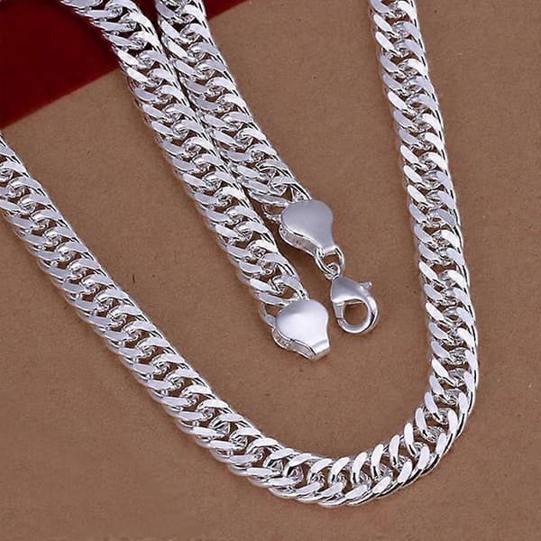 Ny Mote Smykker 925 Sterling Sølv Dråpe Hele Side Halskjede For Unisex Mann Kvinner Gave Silver