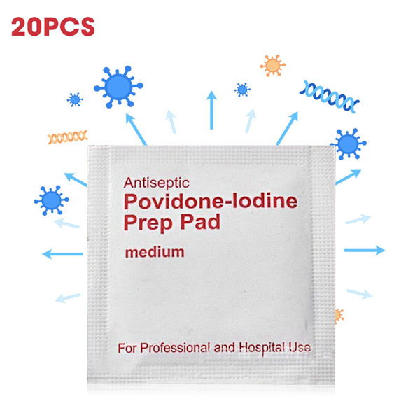 Bærbare Povidone Jod Non Woven Wipe Vådservietter Engangs Rengøringspude Åndbar (20 stk.)