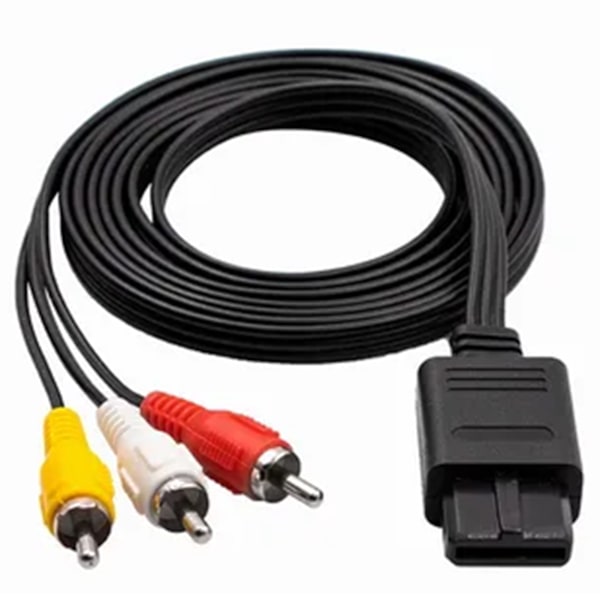 Standard AV-kabel 5,9 fot lengde 3 farger hannstål kobber fleksibel lyd- og videokabel for N64 NGC