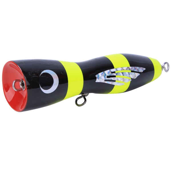 Trä Stor konstgjord Popper Fisk Lure Topwater Simulering Age Havsfiskeredskap svart gul