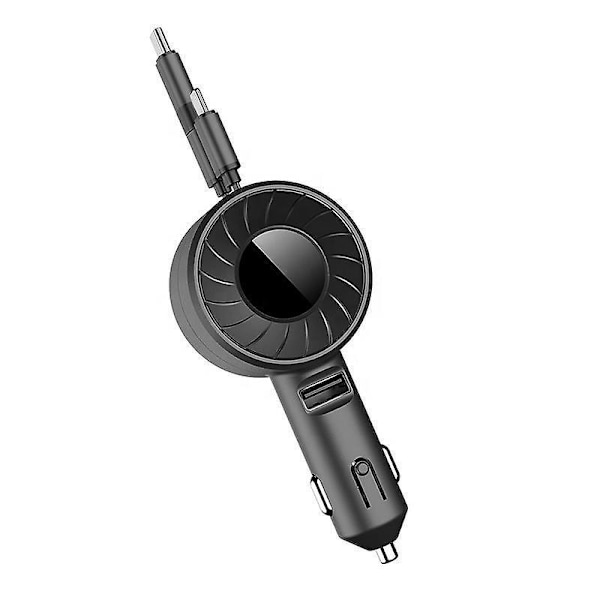 Dubbel USB-laddareadapter med infällbara 3-i-1 snabbladdningskablar Röd