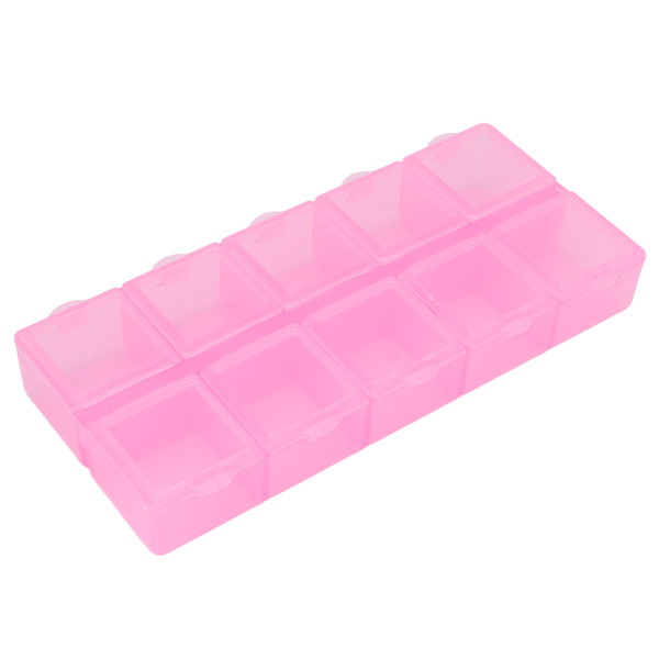 Pärlbehållare 10 fack Hållbar Slitstark Bärbar Transparent Multifunktionell Plast Smycken Organizer Rosa