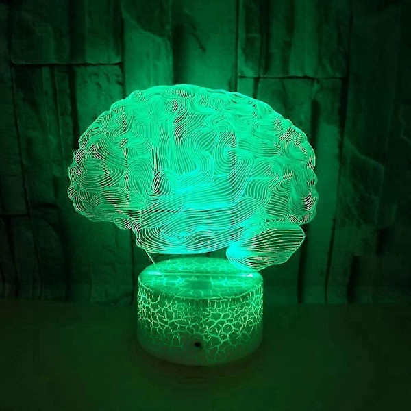 3D Illusion Hjärna LED Lampa Art Deco Lampa Lampor LED Dekorationslampor Fjärrkontroll 7/16 Färger Ändra Nattlampa USB-driven Barnpresent Födelsedag Jul