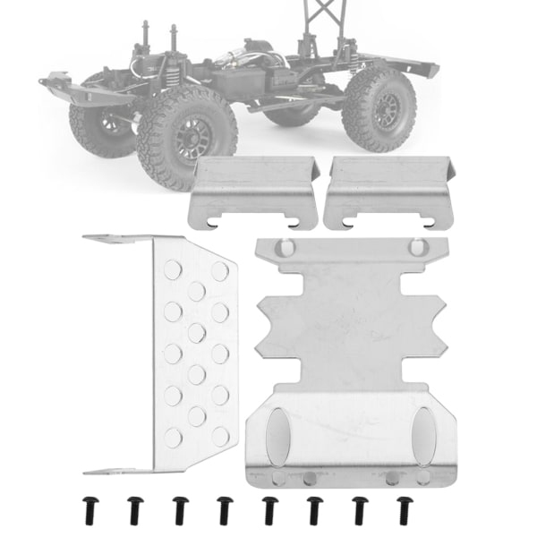 4st/ set Rostfritt stål chassi pansarskydd Skid Plate Passar för Axial SCX10 II 90046 90047 90059 90060