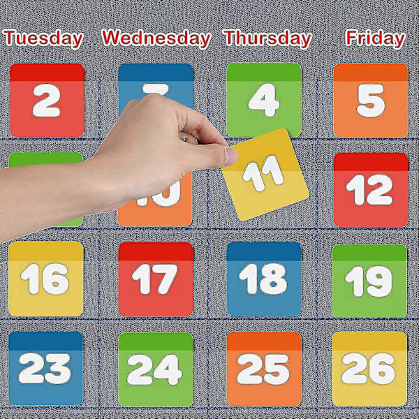 Klasserom Kalender Lommediagram, Skolekalender for Barn Læring Hjemme, Hjemmeskole Klasseromsutstyr for Lærere Barneskole (blå)