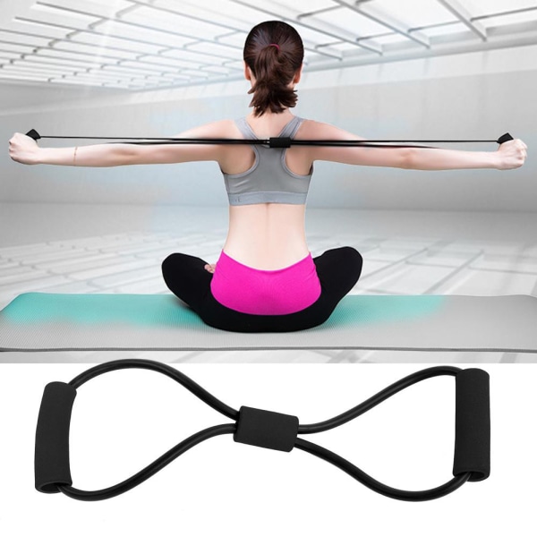Resistance Stretch Gummiband Träningsrep Tube Träning Fitness för Yoga Gym (svart)